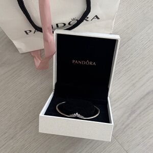 Pandora Silver Tiara Bangle Bracelet with Clear Stones
